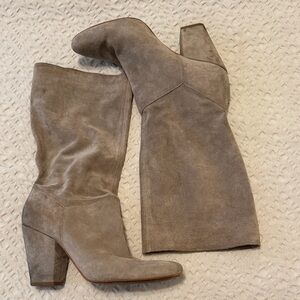 1. State Gray Suede Heeled Boots